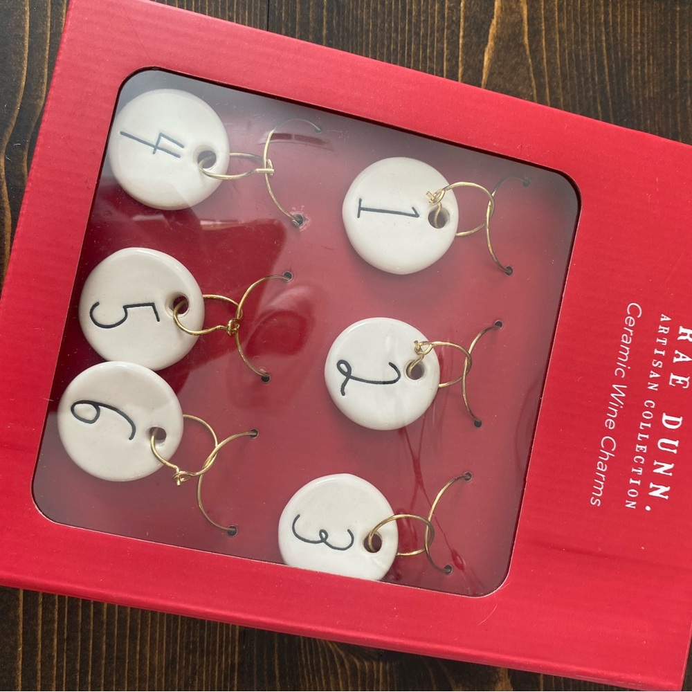 Rae Dunn Ceramic Wine Charms Set
